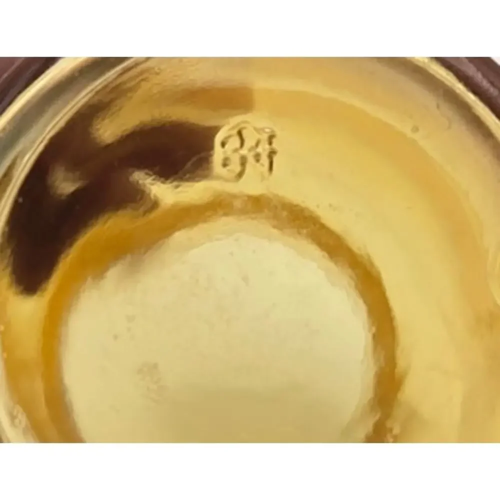 VTG Amber Glass Apothecary Jar Stopper Lid with Four Written